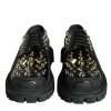 Black Leather Trekking Derby Embellished Shoes - Image 2