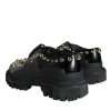 Black Leather Trekking Derby Embellished Shoes - Image 4