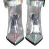 Silver Iridescent PVC Pointed Short Boots Shoes - Image 2