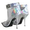Silver Iridescent PVC Pointed Short Boots Shoes - Image 5