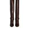 Brown Leather Gold Tone Logo High Boots Shoes - Image 2