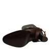 Brown Leather Gold Tone Logo High Boots Shoes - Image 6