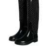 Black Polka Dot Rubber Knee High Boots Shoes - Image 3