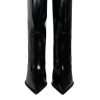 Black Patent Leather Mid Calf Boots Shoes - Image 2