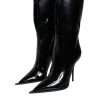 Black Patent Leather Mid Calf Boots Shoes - Image 3