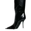 Black Patent Leather Mid Calf Boots Shoes - Image 5