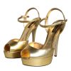 Gold Bette Leather Heels Sandals Shoes - Image 3