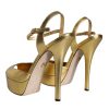 Gold Bette Leather Heels Sandals Shoes - Image 4