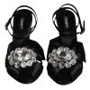 Black Crystal Ankle Strap Sandals Shoes - Image 2