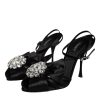 Black Crystal Ankle Strap Sandals Shoes - Image 3