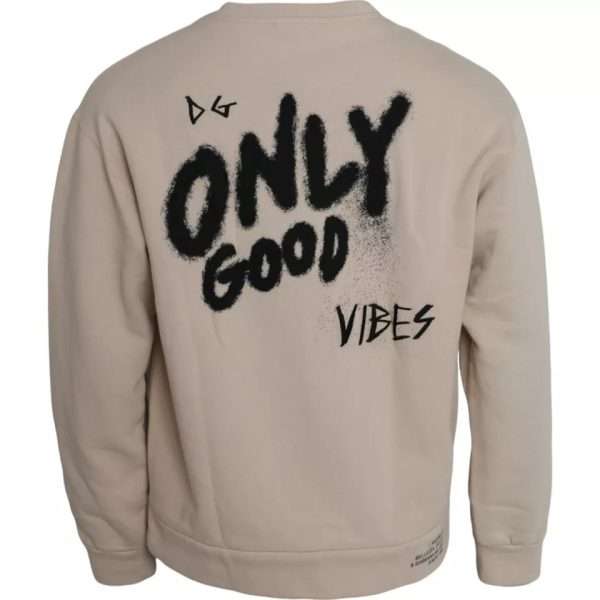 Beige Cotton Crew Neck Sweatshirt Sweater - Image 2