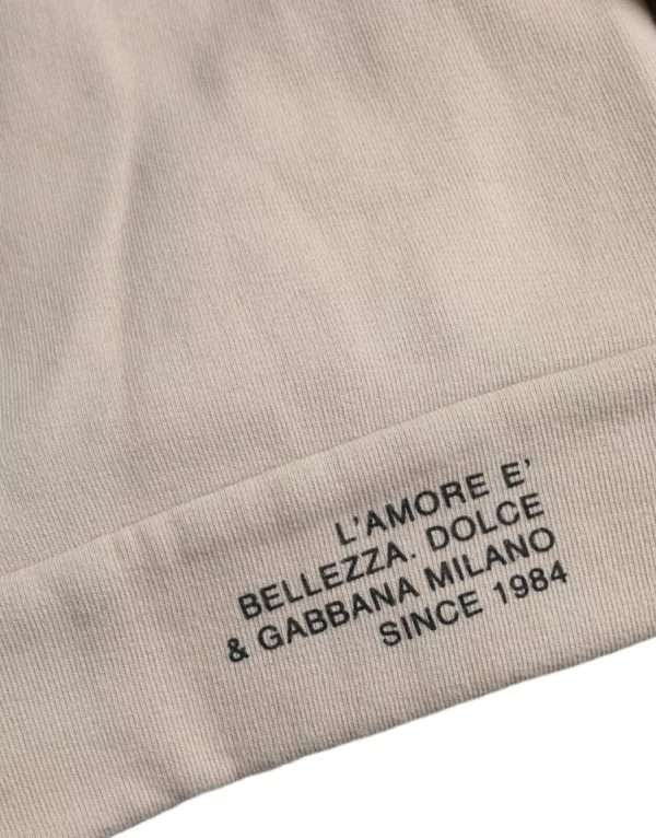 Beige Cotton Crew Neck Sweatshirt Sweater - Image 4