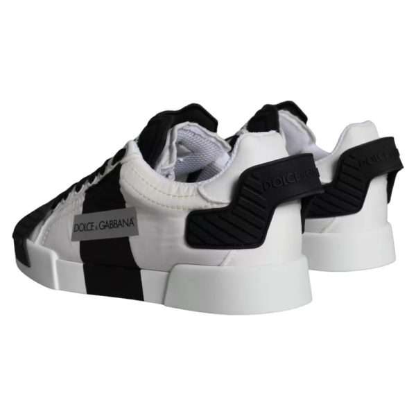 White Black Leather Low Top Women Sneaker Shoes - Image 2