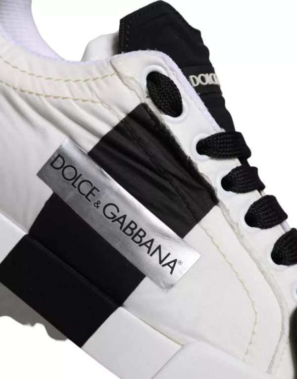 White Black Leather Low Top Women Sneaker Shoes - Image 3