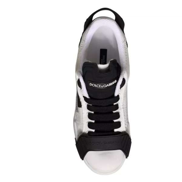 White Black Leather Low Top Women Sneaker Shoes - Image 4
