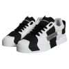 White Black Leather Low Top Women Sneaker Shoes - Image 5