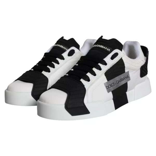 White Black Leather Low Top Women Sneaker Shoes - Image 5