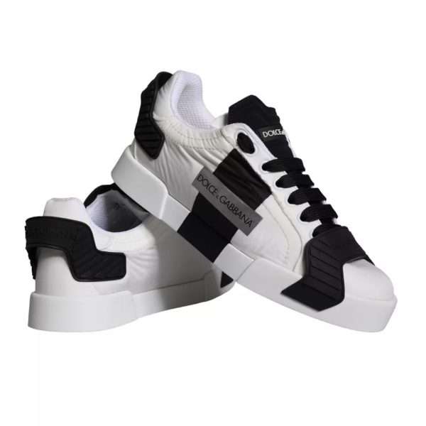 White Black Leather Low Top Women Sneaker Shoes - Image 6
