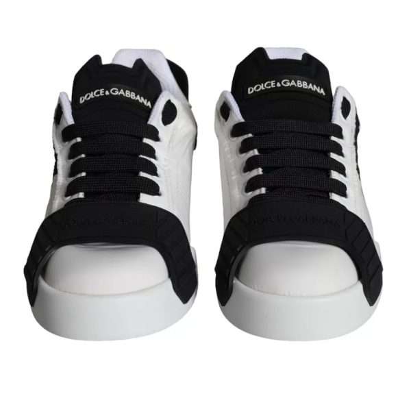White Black Leather Low Top Women Sneaker Shoes - Image 7