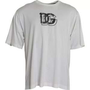 White Logo Round Neck Short Sleeves T-shirt