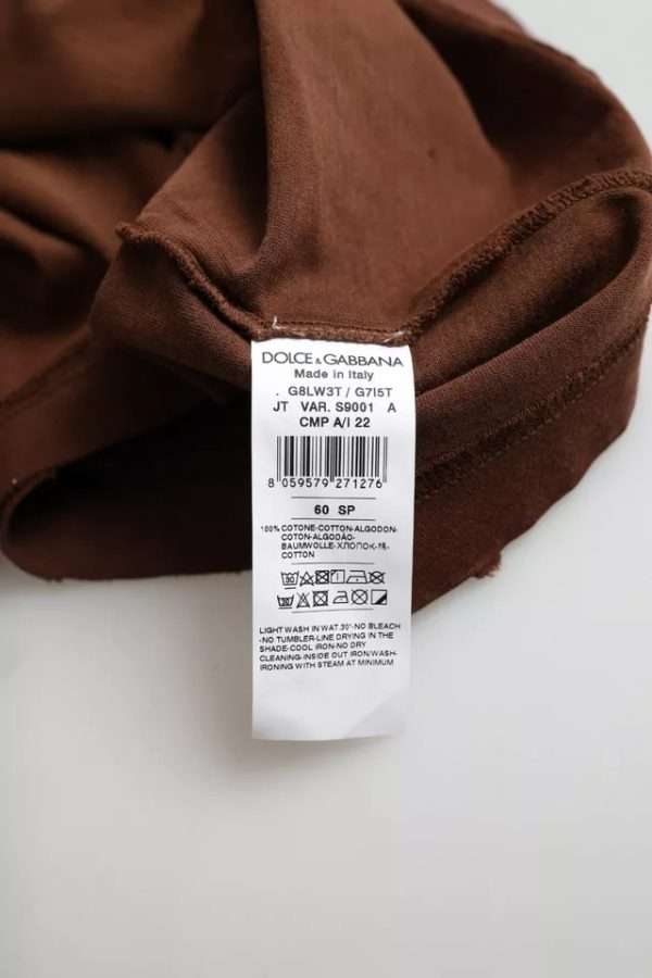 Brown Color Splash Cotton Crew Neck T-shirt - Image 4