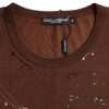Brown Color Splash Cotton Crew Neck T-shirt - Image 6