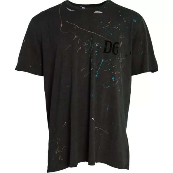 Gray Color Splash Cotton Crew Neck T-shirt