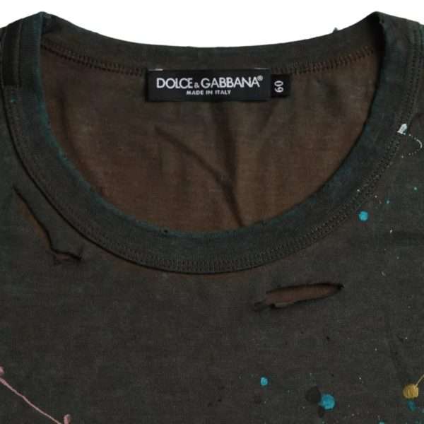 Gray Color Splash Cotton Crew Neck T-shirt - Image 3
