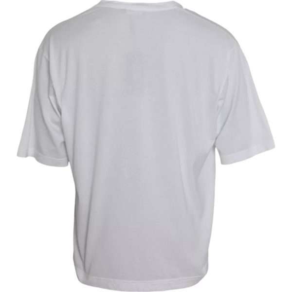 White Cotton Round Neck Short Sleeve T-shirt - Image 2