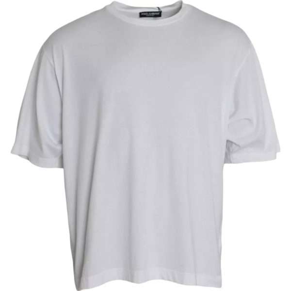 White Cotton Round Neck Short Sleeve T-shirt - Image 3