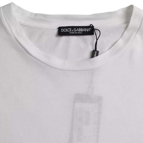 White Cotton Round Neck Short Sleeve T-shirt - Image 4