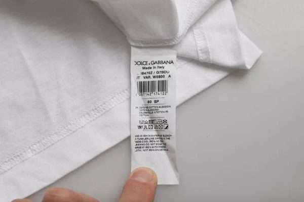 White Cotton Round Neck Short Sleeve T-shirt - Image 5