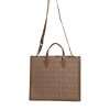 Brown Top Handle Jacquard Leather Logo Crossbody Tote Bag - Image 2