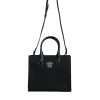 Black Top Handle Canvas Leather Logo Crossbody Tote Bag - Image 2