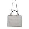White Top Handle Canvas Leather Logo Crossbody Tote Bag - Image 3
