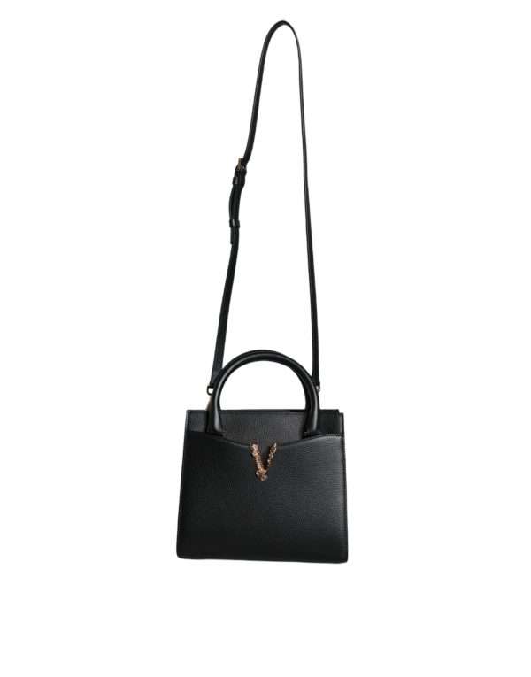 Black Small Leather TopHandle Shoulder Crossbody Bag - Image 2
