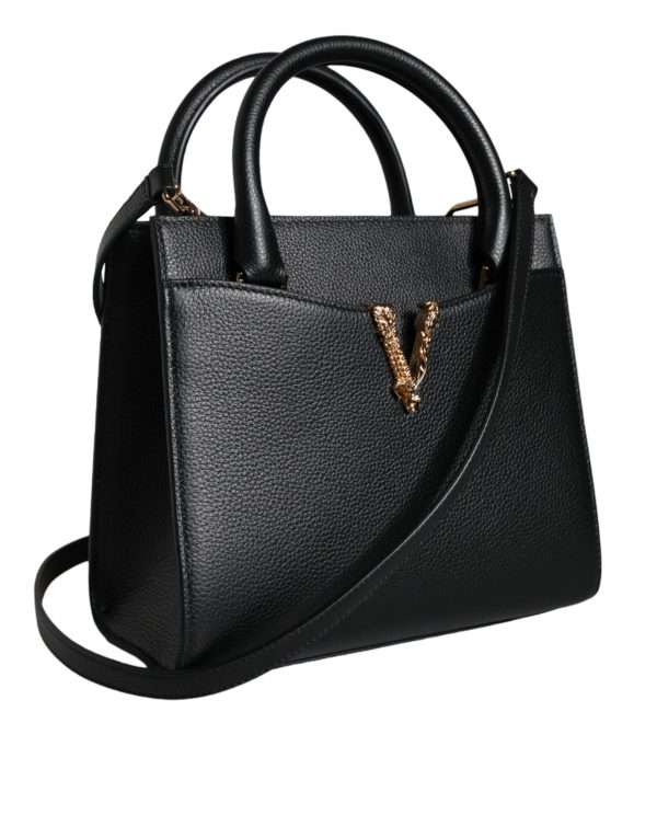 Black Small Leather TopHandle Shoulder Crossbody Bag - Image 4
