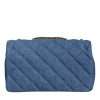 Blue Quilted Denim Leather Crossbody Shoulder Bag - Image 8