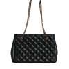 Black Quilted Nappa Leather Shoulder Chain Strap Bag - Image 4