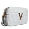 White Quilted Nappa Leather Crossbody Shoulder Bag - Image 4