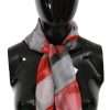Gray Red 100% Silk Branded Scarf - Image 2