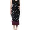 Black Silk Polka Dot V-neck Tassel Midi Dress - Image 2