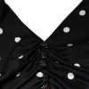 Black Silk Polka Dot V-neck Tassel Midi Dress - Image 6