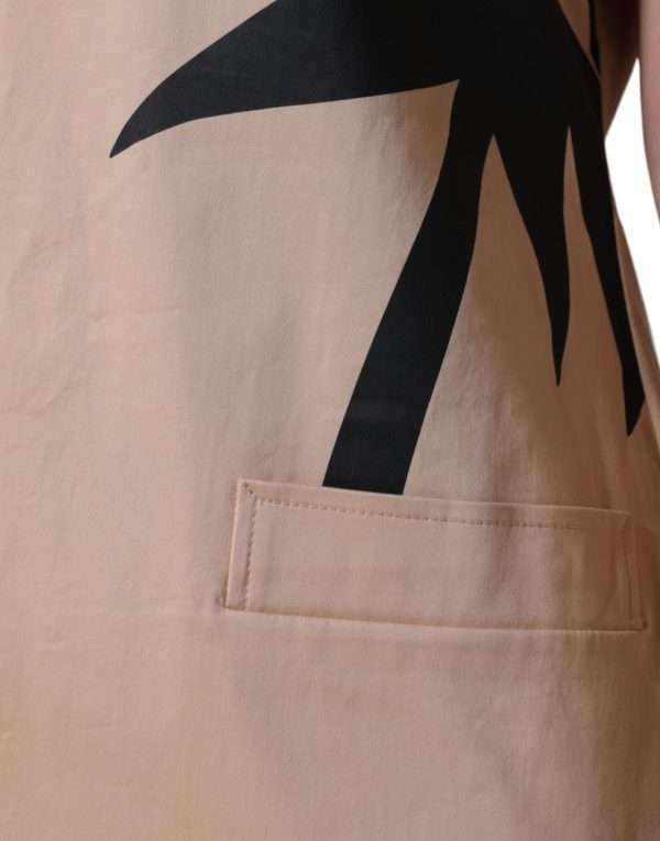 Beige Cotton Short Sleeve Knee Length Dress - Image 7