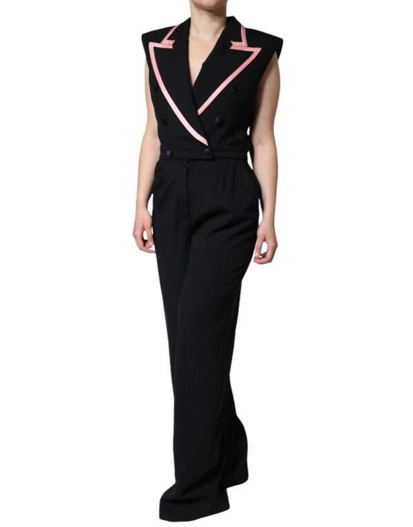 Black Wool Blend Sleeveless Jumpsuit Dress - Image 2
