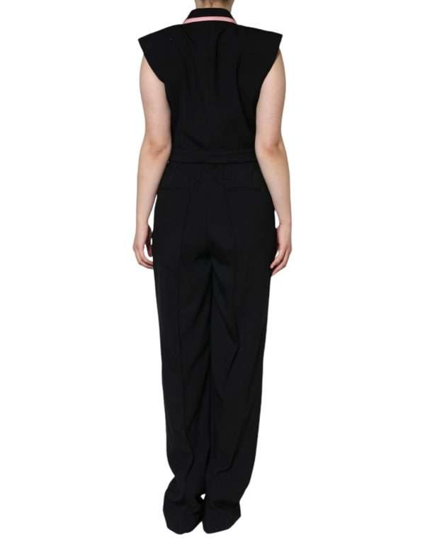 Black Wool Blend Sleeveless Jumpsuit Dress - Image 4
