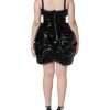 Black Polyester Ruched Coated Mini Dress - Image 5