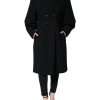 Black Double Breasted Trench Coat Jacket - Image 2