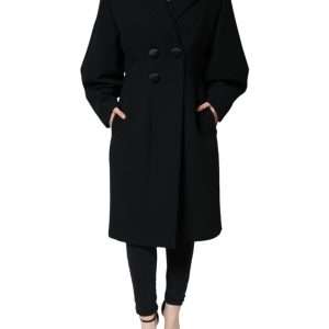 Black Double Breasted Trench Coat Jacket