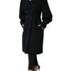 Black Double Breasted Trench Coat Jacket - Image 3